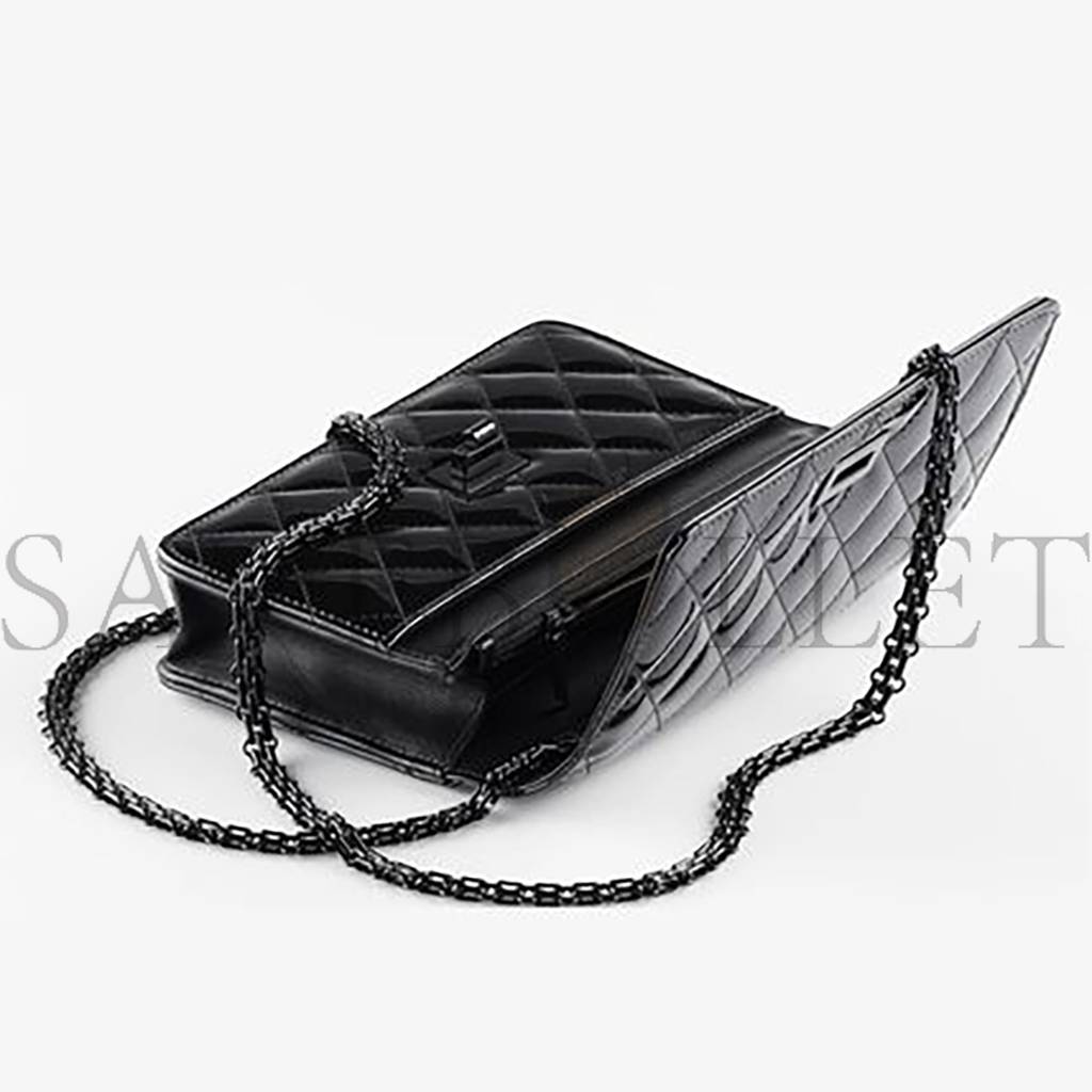 CHANEL 2.55 WALLET ON CHAIN BLACK  PHONE BAG  A70328 B02281 94305 (19.2*12.3*3.5cm)